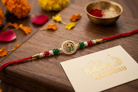 PEACOCK FEATHER DESIGN RAKHI